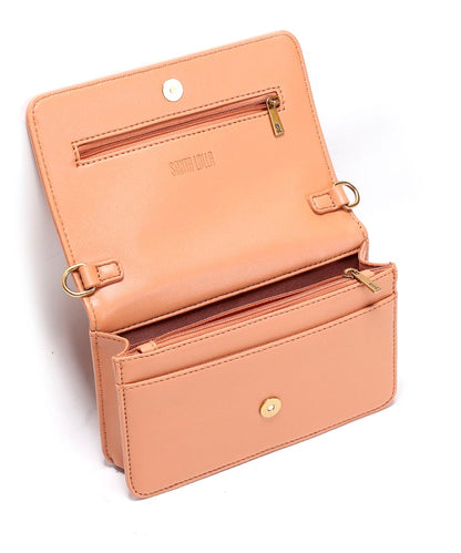 Bolsa Flap Bag Pequena Santa Lolla Bege Alça Metalizada
