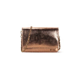 Bolsa Flap Bag Santa Lolla Transversal Bronze Metalizada Alça Corrente