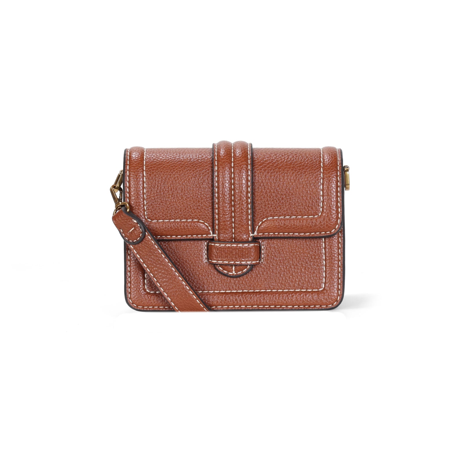 Bolsa Marrom Pespontos Santa Lolla Alça Transversal