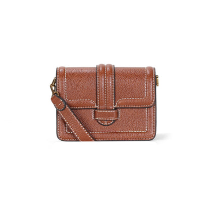 Bolsa Marrom Pespontos Santa Lolla Alça Transversal