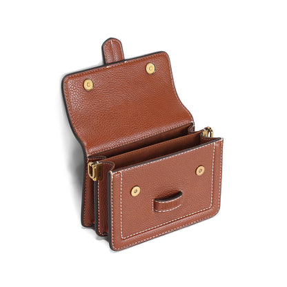 Bolsa Marrom Pespontos Santa Lolla Alça Transversal