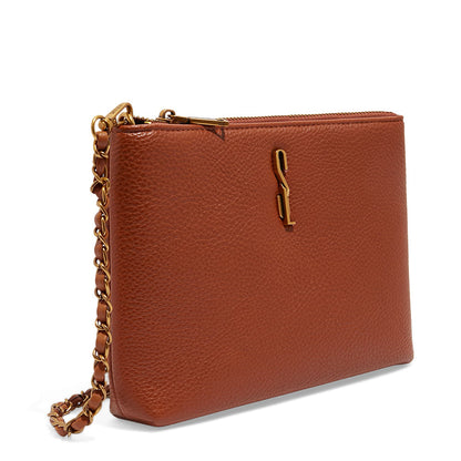 Bolsa Marrom Santa Lolla Pequena Alça Transversal Correntes