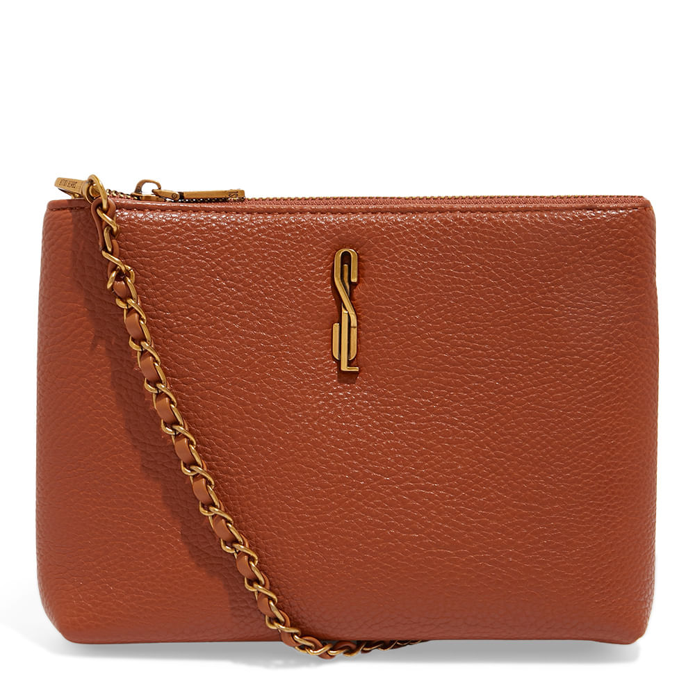 Bolsa Marrom Santa Lolla Pequena Alça Transversal Correntes