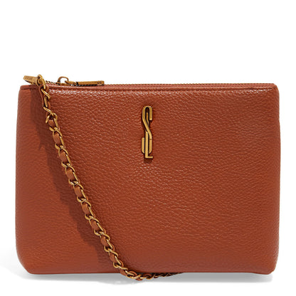 Bolsa Marrom Santa Lolla Pequena Alça Transversal Correntes