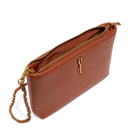 Bolsa Marrom Santa Lolla Pequena Alça Transversal Correntes