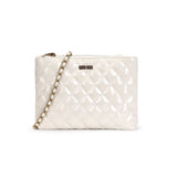 Bolsa Matelassê Santa Lolla Off White Verniz Alça Transversal