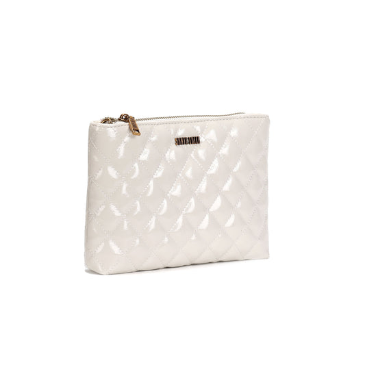Bolsa Matelassê Santa Lolla Off White Verniz Alça Transversal
