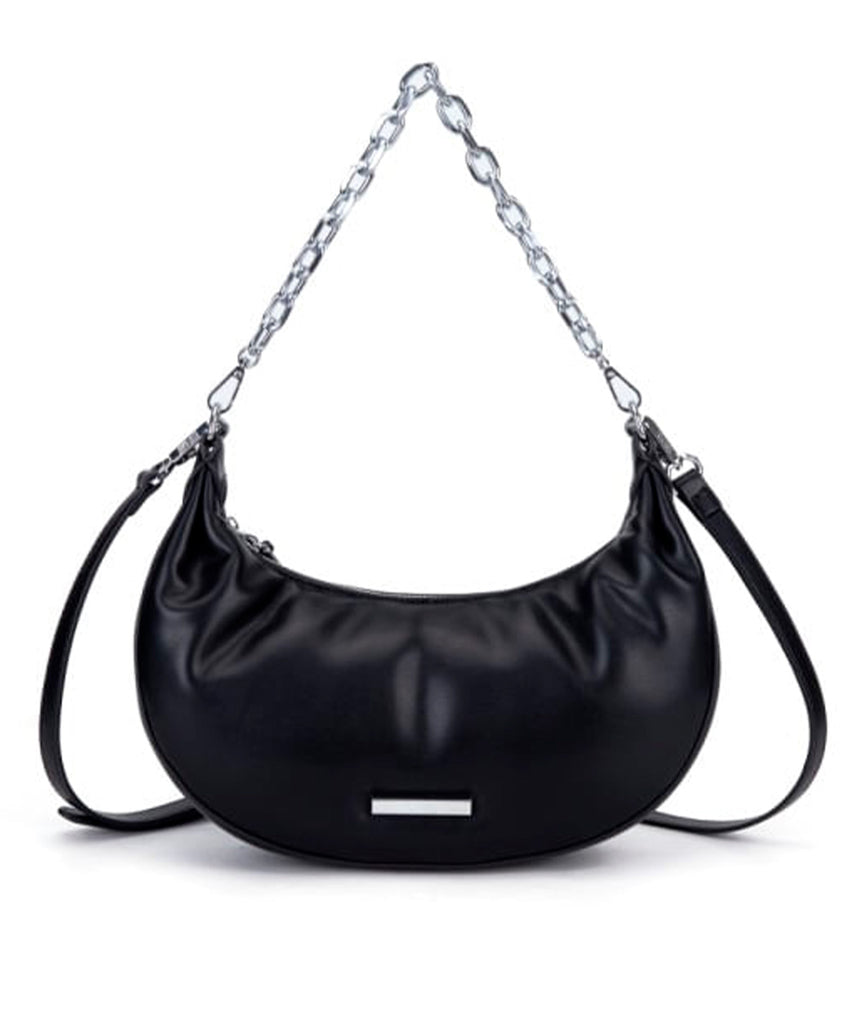 Bolsa Meia Lua Santa Lolla Preta Alça Corrente