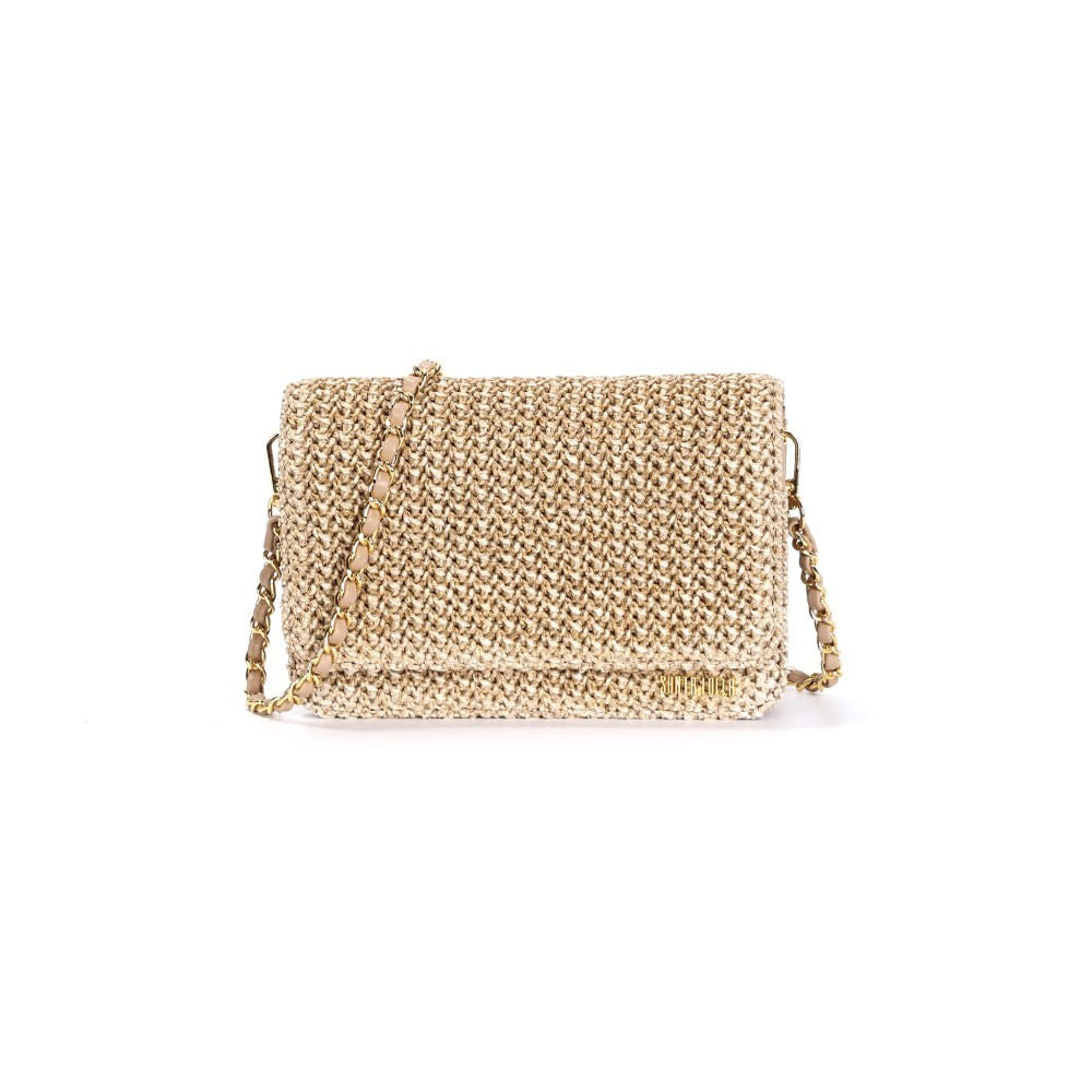 Bolsa Palha Santa Lolla Tramado Alça Transversal Corrente 