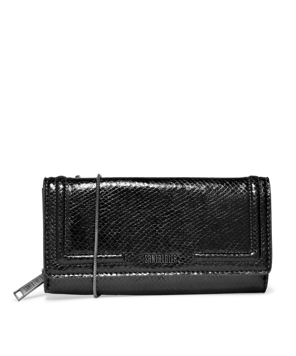 Bolsa Pequena Preta Metalizada Correntes