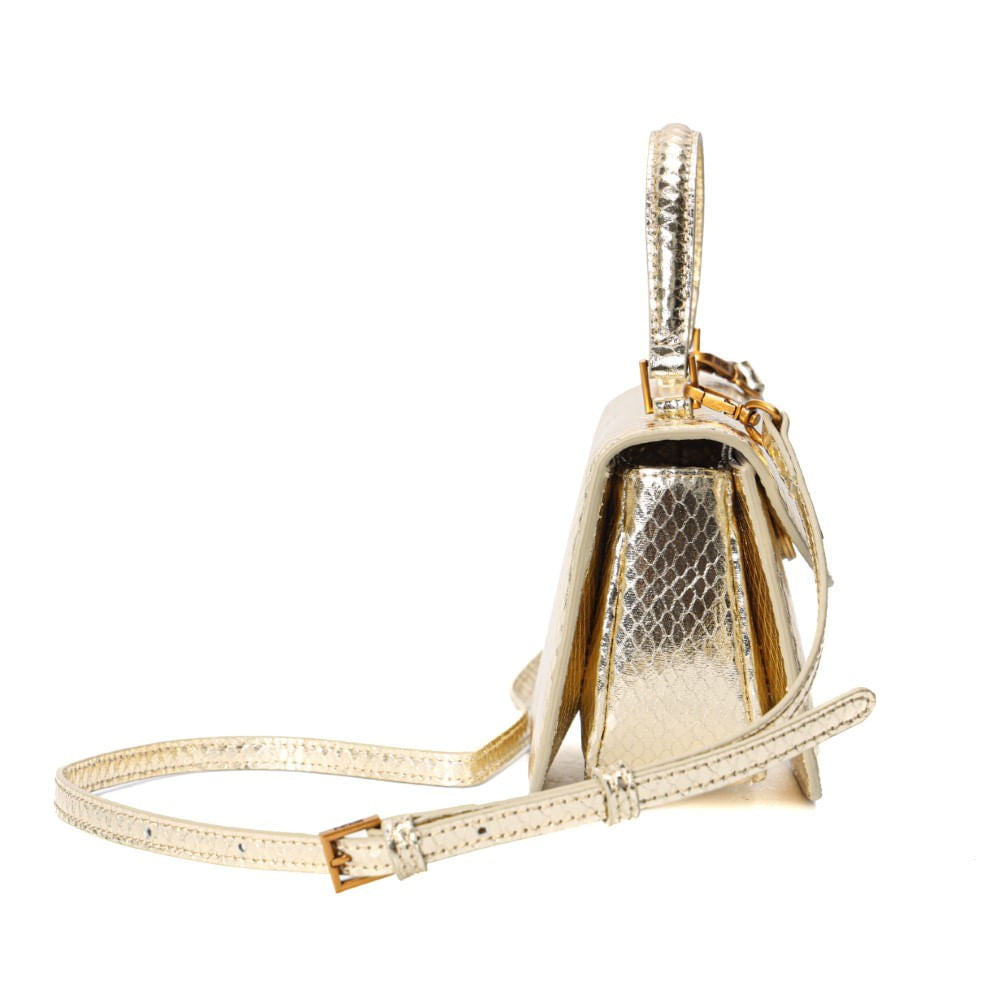 Bolsa Pequena Santa Lolla Dourada Alça Dupla