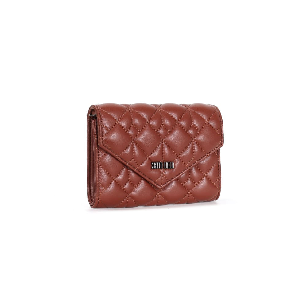 Bolsa Pequena Santa Lolla Marrom Alça Transversal Correntes