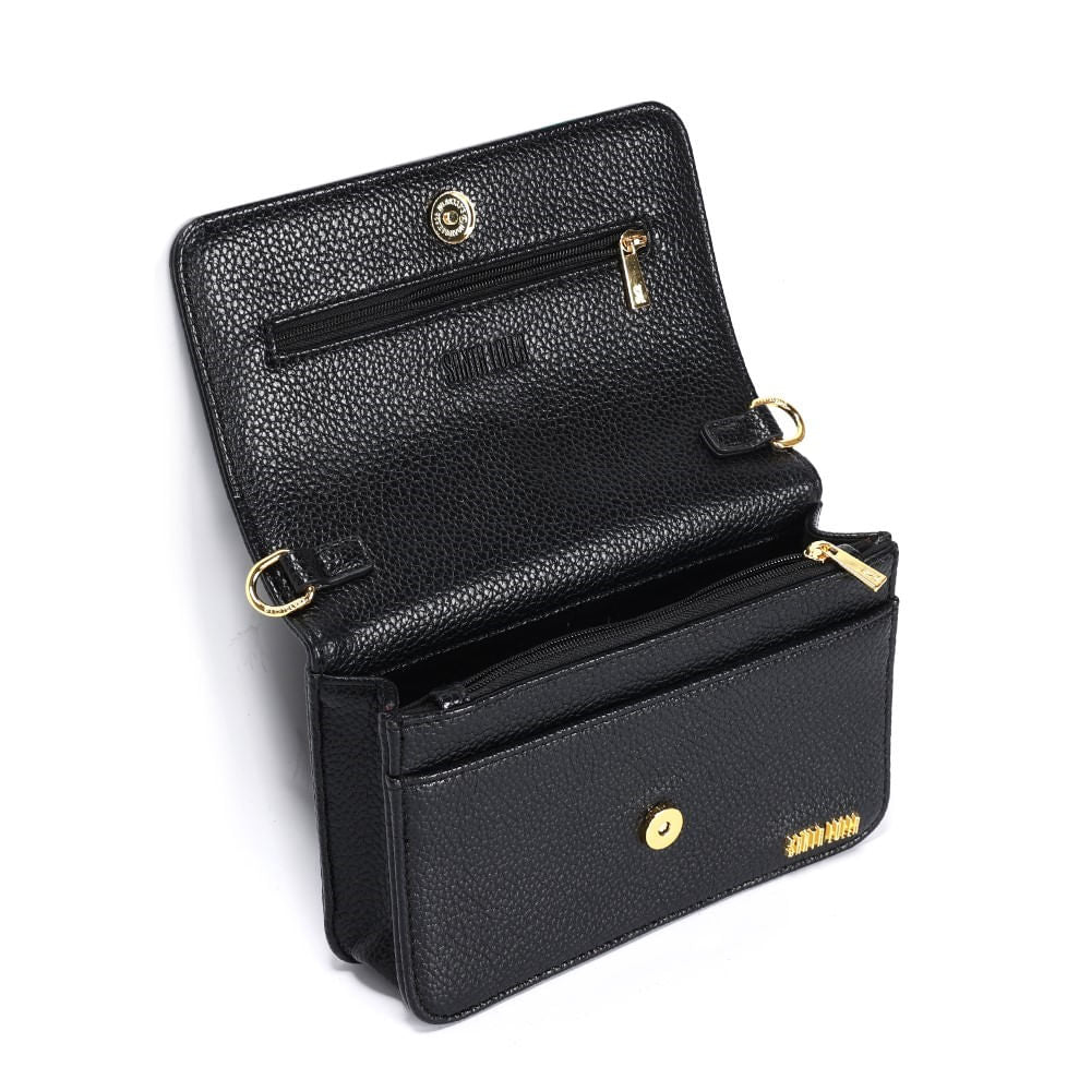 Bolsa Preta Santa Lolla Alça Transversal Corrente 