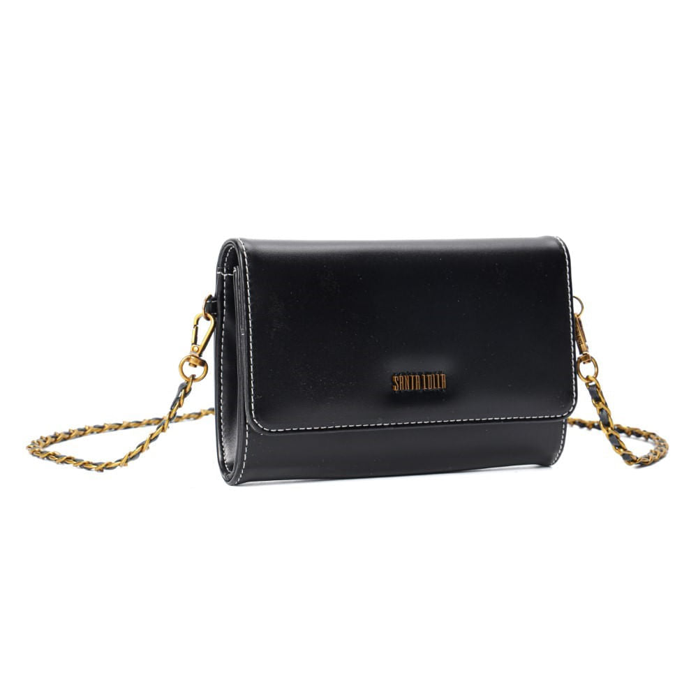 Bolsa Preta Santa Lolla Tiracolo Pequena Alça Correntes