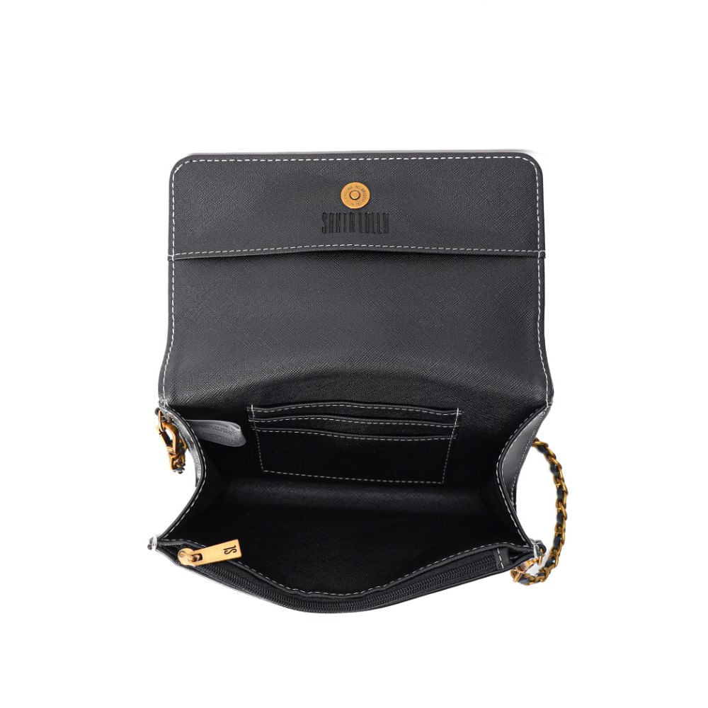 Bolsa Preta Santa Lolla Tiracolo Pequena Alça Correntes