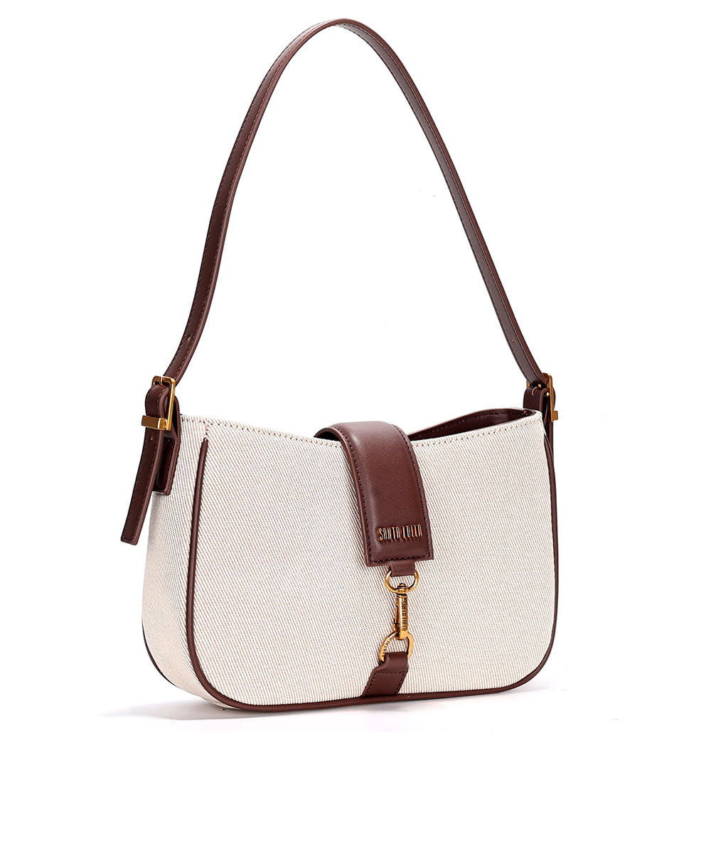 Bolsa Santa Lolla Baguete Palha Marrom Bege