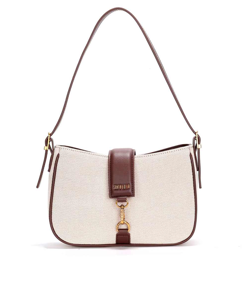 Bolsa Santa Lolla Baguete Palha Marrom Bege