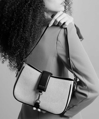 Bolsa Santa Lolla Baguete Palha Marrom Bege