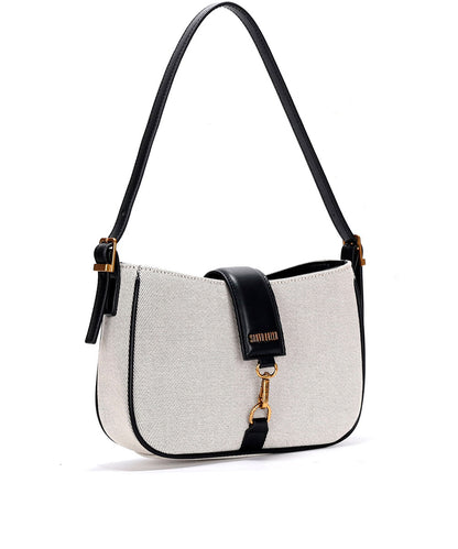 Bolsa Santa Lolla Baguete Palha Preto Cinza