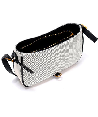 Bolsa Santa Lolla Baguete Palha Preto Cinza