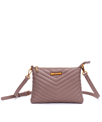 Bolsa Santa Lolla Bege Acinzentado com Alça Transversal