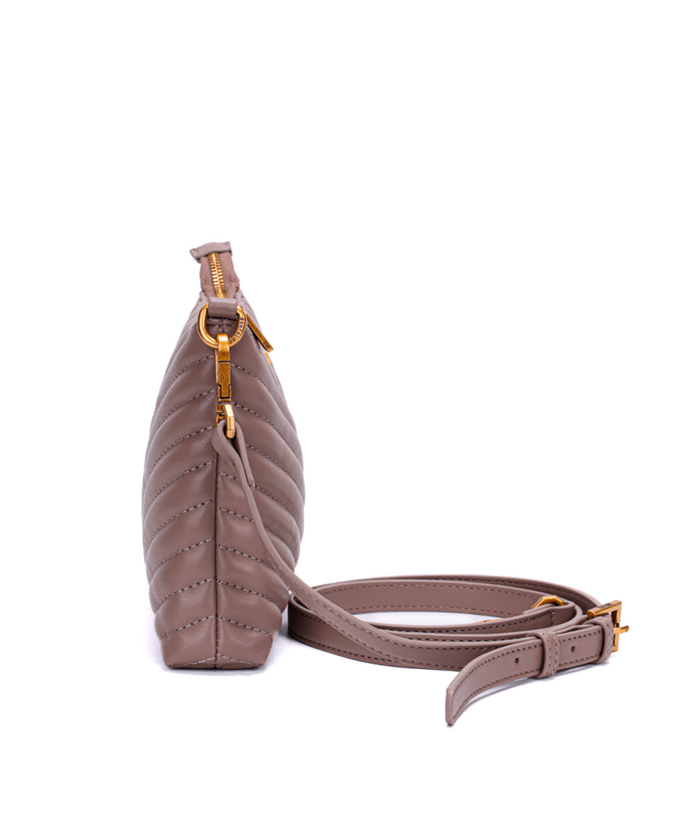 Bolsa Santa Lolla Bege Acinzentado com Alça Transversal