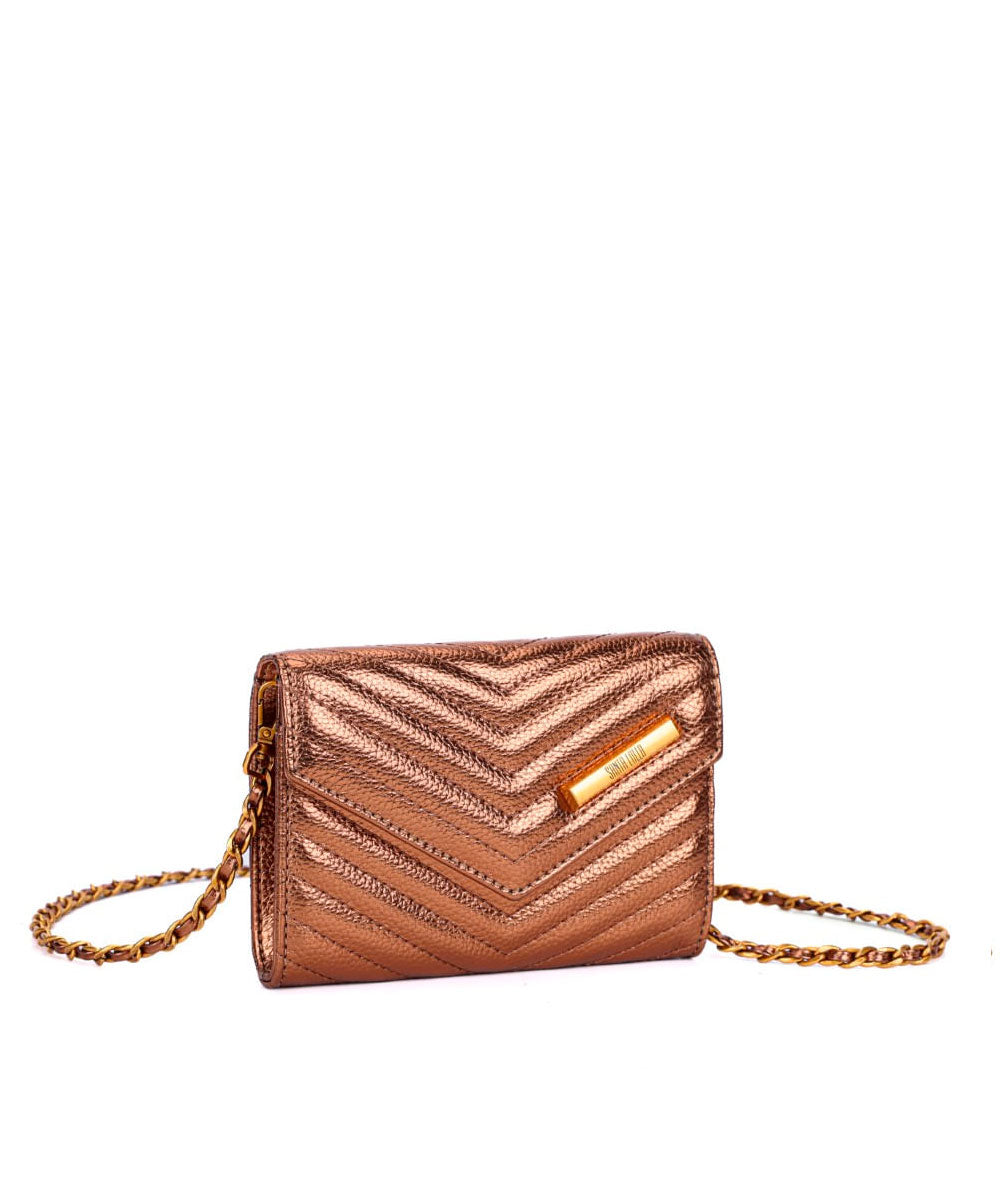 Bolsa Santa Lolla Carteira Matelassê Cobre Metalizada
