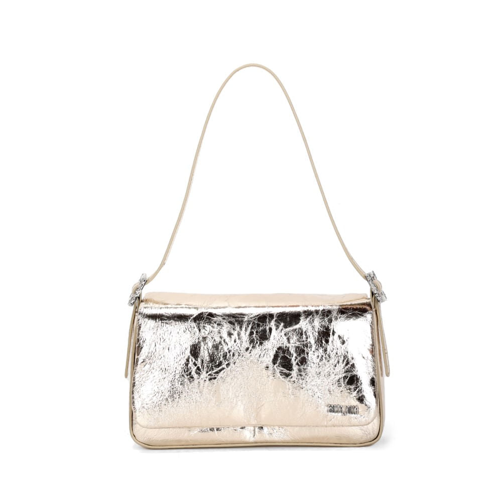 Bolsa Santa Lolla Dourada Metalizada Alça Ombro
