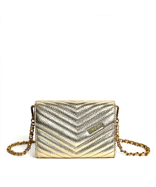 Bolsa Santa Lolla Dourada Metalizado Correntes