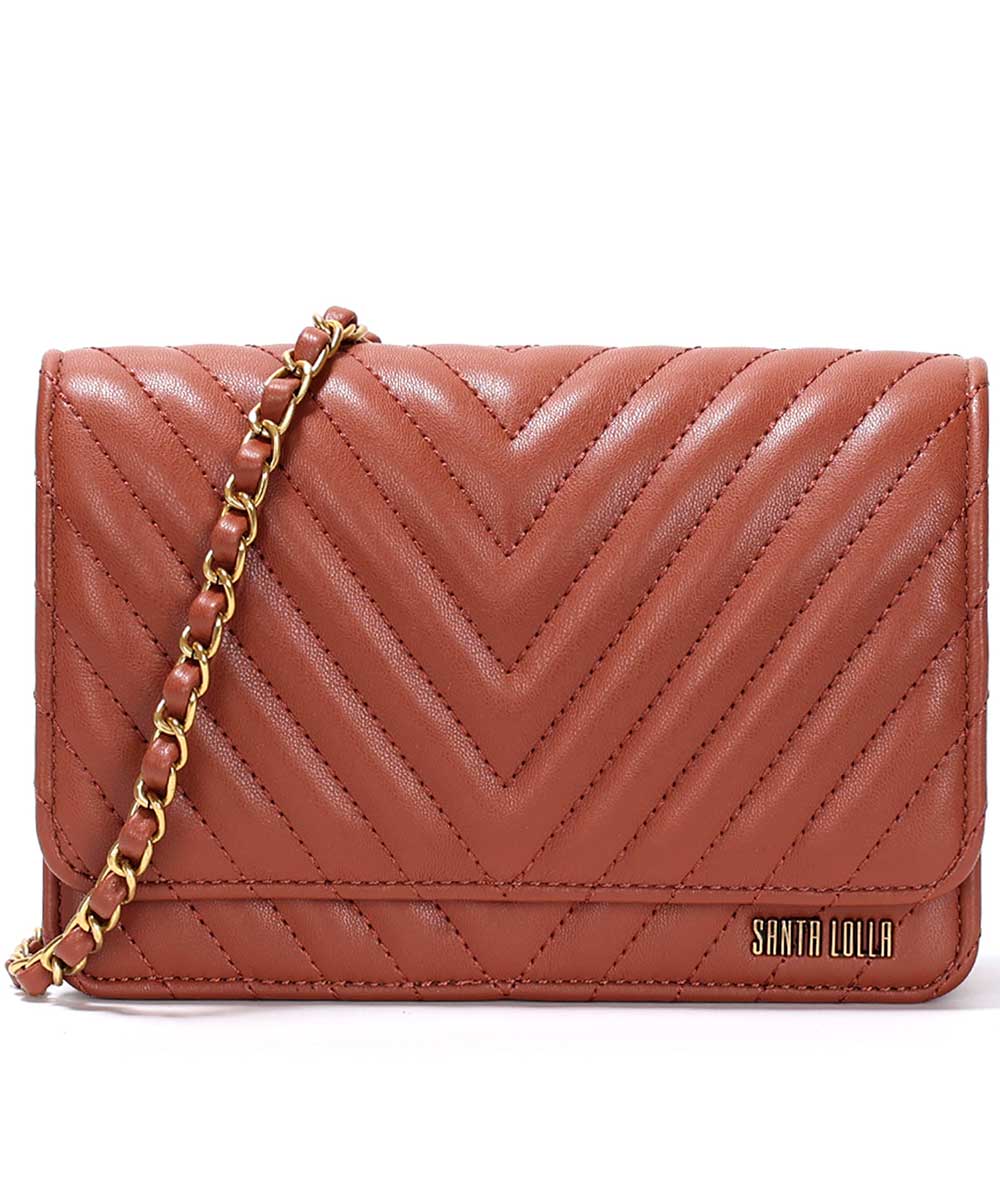 Bolsa Santa Lolla Marrom Cognac Correntes Matelassê