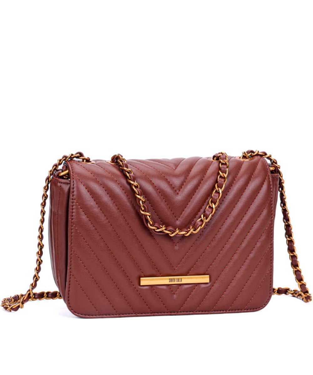 Bolsa Santa Lolla Marrom Matelassê Correntes