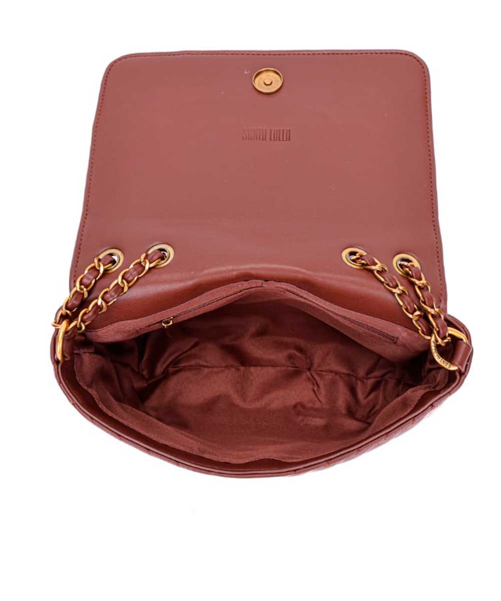 Bolsa Santa Lolla Marrom Matelassê Correntes