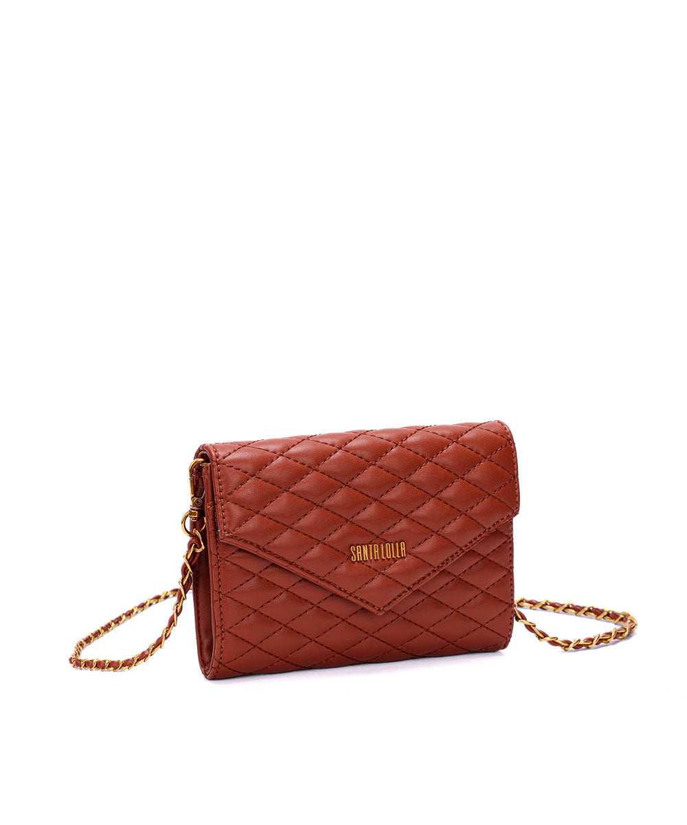 Bolsa Santa Lolla Matelassê Marrom Alça Transversal