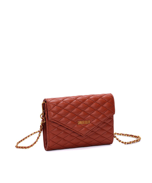 Bolsa Santa Lolla Matelassê Marrom Alça Transversal