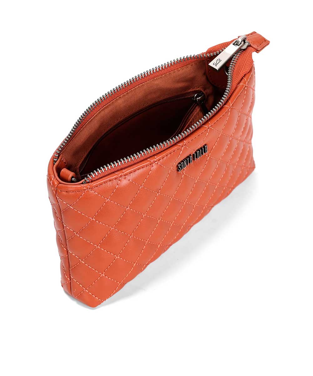 Bolsa Santa Lolla Matelassê Marrom Canela Alça Transversal