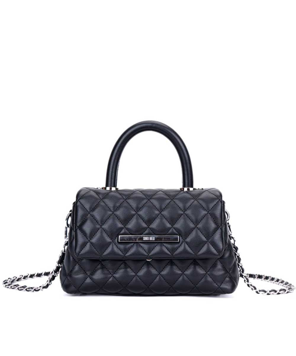 Bolsa Santa Lolla Matelassê Preto Correntes