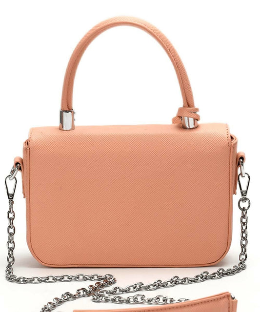 Bolsa Santa Lolla Nude Alça Transversal Corrente