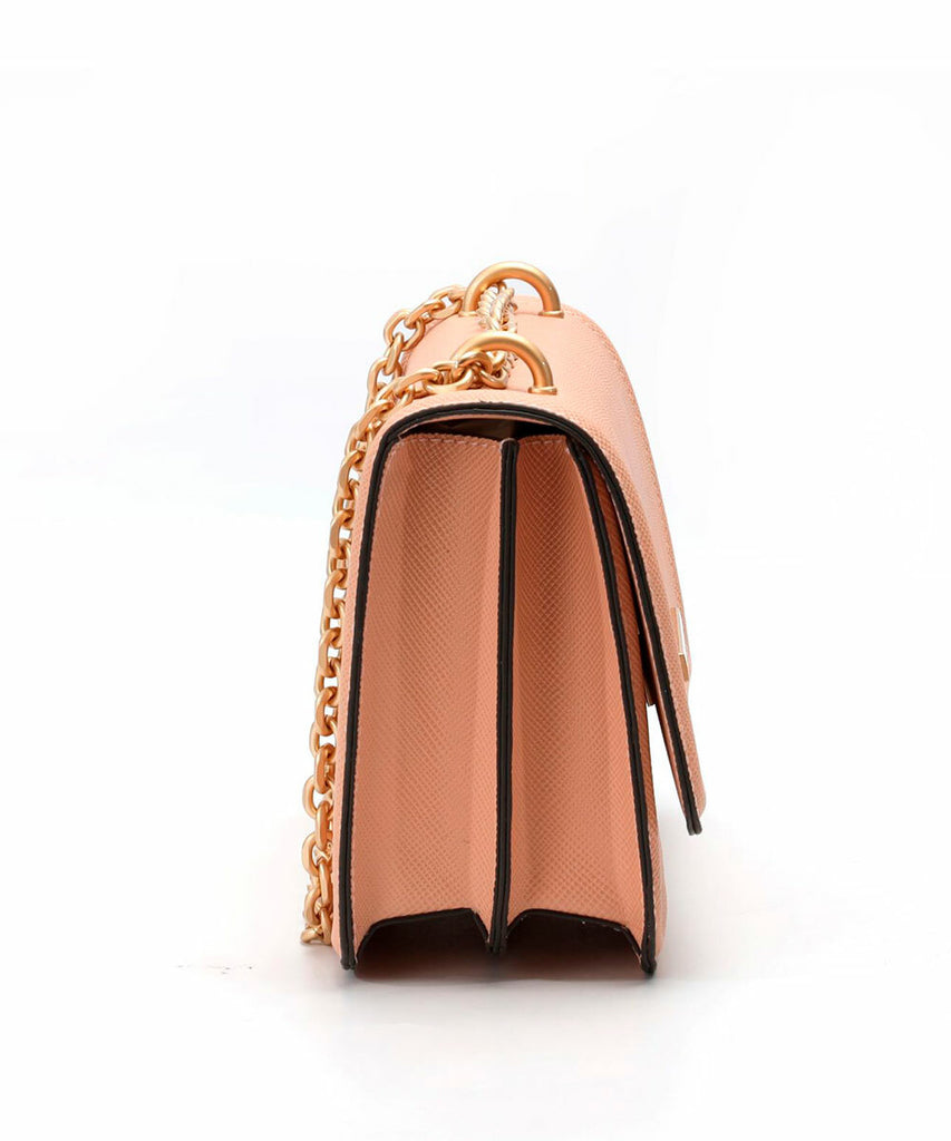 Bolsa Santa Lolla Nude Rosado Alça Transversal Corrente