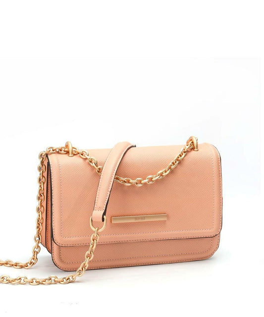 Bolsa Santa Lolla Nude Rosado Alça Transversal Corrente