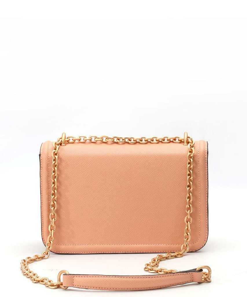 Bolsa Santa Lolla Nude Rosado Alça Transversal Corrente