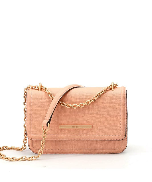 Bolsa Santa Lolla Nude Rosado Alça Transversal Corrente