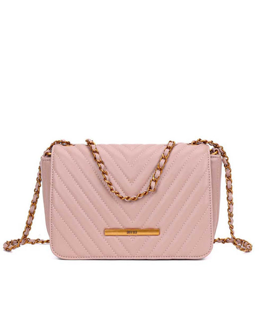 Bolsa Santa Lolla Nude Rosado Matelassê Correntes