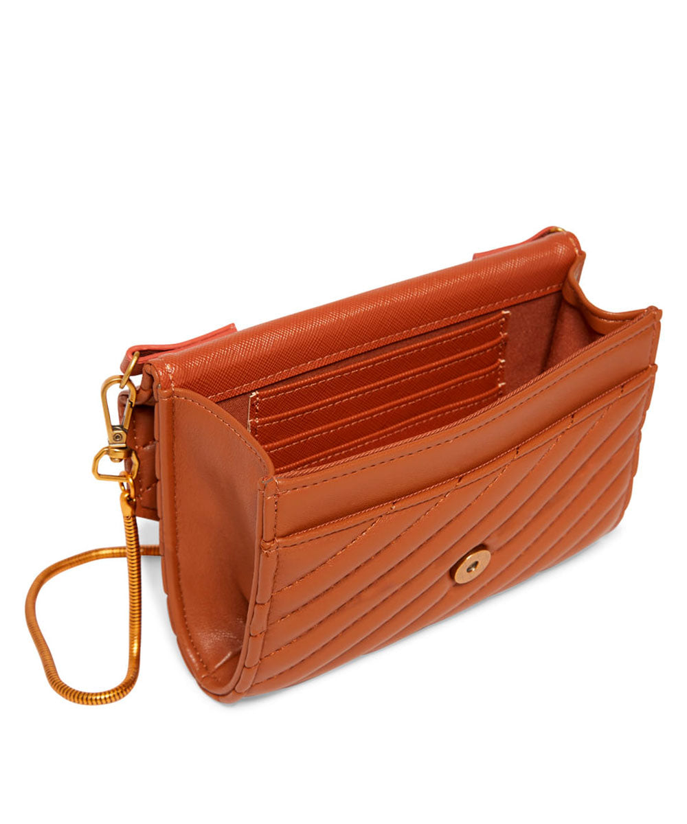 Bolsa Santa Lolla Pequena Marrom Matelassê Transversal