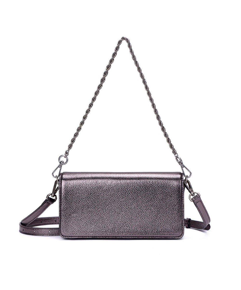 Bolsa Santa Lolla Pequena Retangular Cinza Grafite Duas Alças
