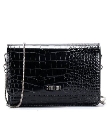 Bolsa Santa Lolla Pequena Tiracolo Preta Brilho Correntes