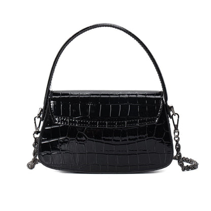 Bolsa Santa Lolla Preta Croco Duas Alças