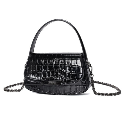 Bolsa Santa Lolla Preta Croco Duas Alças