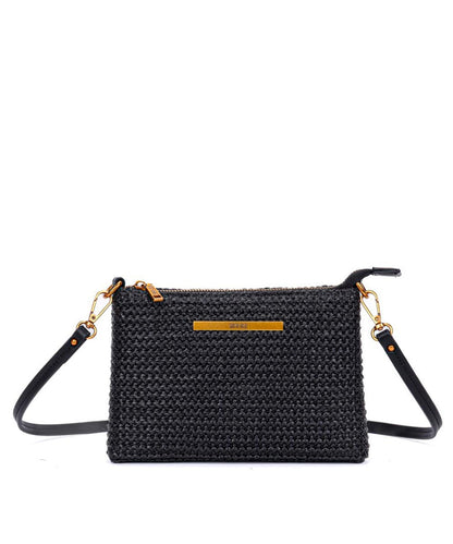 Bolsa Santa Lolla Preta de Palha Tramada Alça ransversal