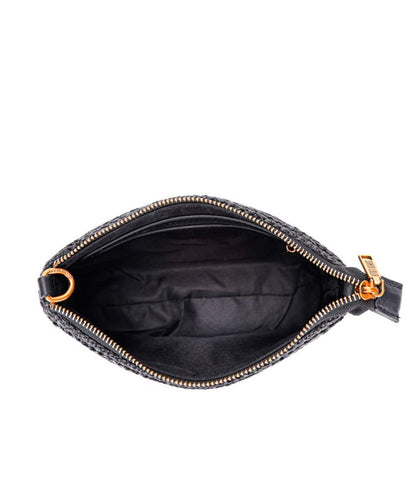 Bolsa Santa Lolla Preta de Palha Tramada Alça ransversal