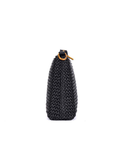 Bolsa Santa Lolla Preta de Palha Tramada Alça ransversal